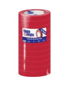 Tape Logic Color Masking Tape, 3in Core, 0.75in x 180ft, Red, Case Of 12
