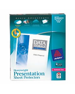 Avery Diamond Clear Heavyweight Sheet Protectors, 8 1/2in x 11in, Top Loading, Pack Of 50