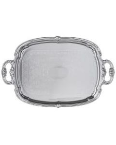 Carlisle Celebration Food Serving Trays With Beaded Border, Oval, 13-1/2in, Chrome, Pack Of 12 Trays