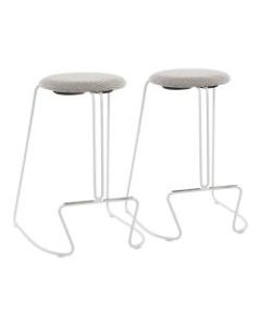 LumiSource Finn Counter Stools, Gray Seat/White Frame, Set Of 2 Stools