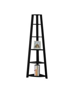 Monarch Specialties 5-Shelf Etagere Corner Bookshelf, Black