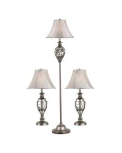 Kenroy Home Cerise Lamp Set, Tan Shade/Silver Base, Set Of 3 Lamps