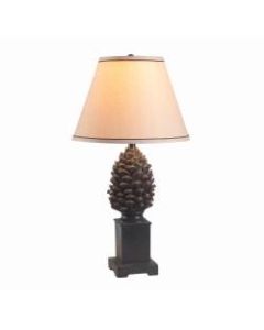 Kenroy Home Spruce Table Lamp, 29inH, Cream Shade/Aged Bronze Base