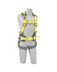 DBI-SALA Delta No-Tangle Harness, 2 Waist D-Rings/Back D-Ring, Large, Navy/Yellow