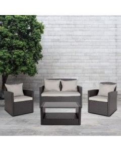 Flash Furniture Aransas Series 4-Piece Patio Set, Black