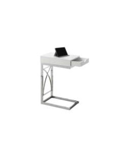 Monarch Specialties Accent/Snack Table With Drawer, Rectangle, Glossy White/Chrome