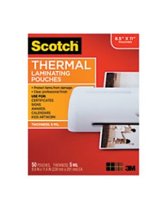Scotch Thermal Laminating Pouches, 8 15/16in x 11 7/16in, Clear, Pack Of 50 Sheets, TP5854-50