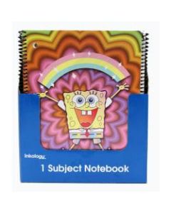 Inkology Notebooks, SpongeBob SquarePants, 8-1/2in x 11in, College Ruled, 140 Pages (70 Sheets), Assorted Designs, Pack Of 12 Notebooks