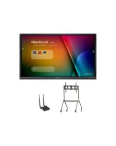 ViewSonic IFP7550-C4 - 75in Diagonal Class (75in viewable) LED-backlit LCD display - interactive - with touchscreen - 4K UHD (2160p) 3840 x 2160 - with ViewSonic LB-WIFI-001 Adapter, ViewSonic VB-STND-005 Cart, ViewSonic NMP660 Chromebox