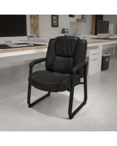 Flash Furniture Hercules Big And Tall Bonded LeatherSoft Low-Back Side Chair With Sled Base, Black