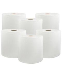 Livi Solaris Paper Hardwound Paper Towels - 1 Ply - 8in x 800 ft - White - Virgin Fiber - Embossed, Absorbent, Durable - For Hand - 6 / Carton