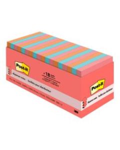 Post-it Notes Pop-up Notes, 3in x 3in, Cape Town Color Collection, Pack Of 18 Pads