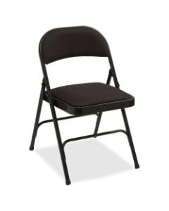 Lorell Padded Seat Steel Folding Chair, Black, Set Of 4