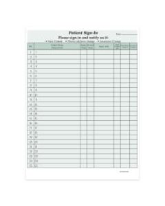 HIPAA Compliant Patient/Visitor Privacy 2-Part Sign-In Sheets, 8-1/2in x 11in, Green, Pack Of 125 Sheets