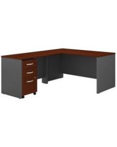 Bush Business Furniture Components 60inW L-Shaped Desk With 3-Drawer Mobile File Cabinet, Hansen Cherry/Graphite Gray, Standard Delivery