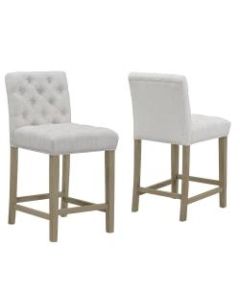 Glamour Home Alee Bar Stools, Beige/Antique Wood, Set Of 2 Stools