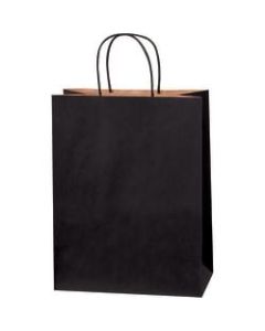 Partners Brand Tinted Shopping Bags, 13inH x 10inW x 5inD, Black, Case Of 250
