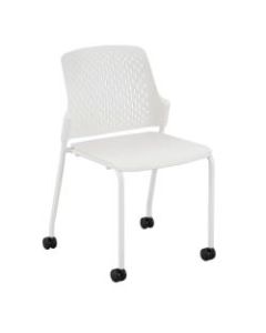 Safco Next Stack Chairs With Casters, White, Set Of 4 Chairs