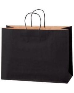 Partners Brand Tinted Shopping Bags, 12inH x 16inW x 6inD, Black, Case Of 250