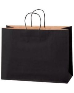 Partners Brand Tinted Shopping Bags, 12inH x 16inW x 6inD, Black, Case Of 250
