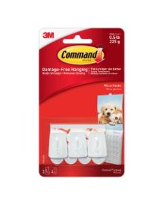 3M Command General Purpose Removable Plastic Hooks, Micro, 0.5-Lb Capacity, Pack Of 3