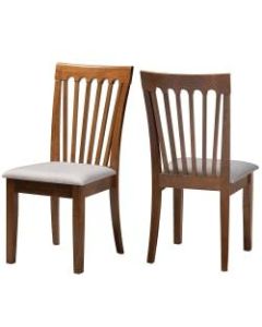 Baxton Studio Minette Fabric Dining Chairs, Gray/Walnut, Set Of 2 Dining Chairs