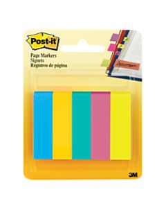 Post-it Notes Page Markers, 1/2in x 2in, Jewel Pop Colors, 100 Per Pad, Pack Of 5 Pads
