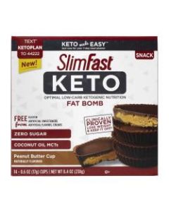 Slim Fast Keto Fat Bomb Peanut Butter Cups, 0.6 Oz, 14 Cups Per Box, Pack Of 2 Boxes