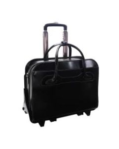 McKlein Willow Brook Leather Detachable-Wheeled Briefcase, Black