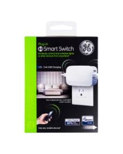 GE Z-Wave Plus Dual Control Outlet/USB Plug-In Smart Switch, White, 28177