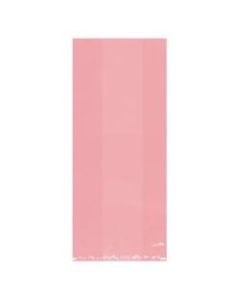 Amscan Large Plastic Treat Bags, 11-1/2inH x 5inW x 3-1/4inD, Pink, Pack Of 100 Bags