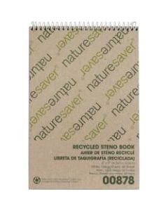 Nature Saver Recycled Steno Book - 60 Sheets - Spiral - 6in x 9in - White Paper - Chipboard Cover - Back Board - Recycled - 1 / Each