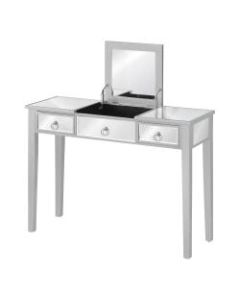 Monarch Specialties Nattie Vanity Table, 30inH x 42inW x 15inD, Silver