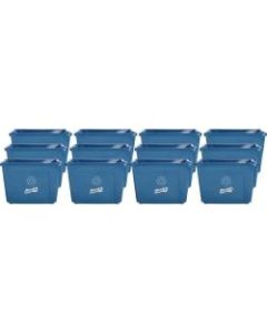 Genuine Joe 14-Gallon Recycling Bin - 14 gal Capacity - Rectangular - Yes - 14.5in Height x 19.5in Width x 15.4in Depth - Plastic - Blue - 12 / Carton