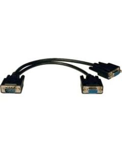 Tripp Lite VGA Monitor Y Splitter Cable (HD15 M/2xF) 1-ft. - HD-15 Female - HD-15 Male - 12in