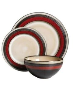 Gibson Elite Everston 12-Piece Dinnerware Set, Red