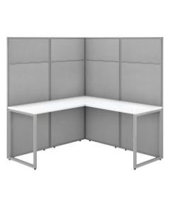 Bush Business Furniture Easy Office 60inW L-Shaped Cubicle Desk Workstation With 66inH Panels, Pure White/Silver Gray, Standard Delivery