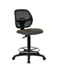 Office Star WorkSmart Deluxe Mid-Back Dillon Fabric Drafting Chair, Gray