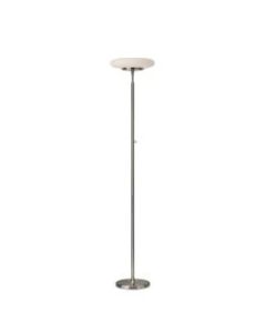 Adesso Hubble LED Torchiere, 72inH, White Shade/Brushed Steel