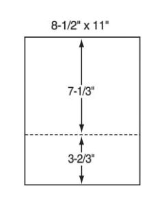 Lettermark Custom Cut Sheets, Letter Size, Perforated 3 2/3in From Bottom, 20 Lb, 500 Sheets Per Ream, Pack Of 5 Reams