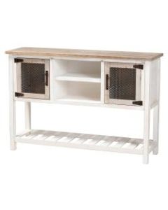 Baxton Studio Rustic Industrial Farmhouse 48inW Weathered 2-Tone 2-Door Dining Room Sideboard Buffet, White/Oak Brown