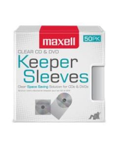 Maxell CD/DVD Keepers, Clear, Pack Of 50