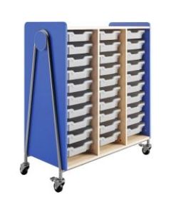 Safco Whiffle Triple-Column 30-Drawer Rolling Storage Cart, 48inH x 43-1/4inW x 19-3/4inD, Spectrum Blue