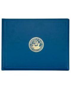 Award Certificate Vinyl Holders, 8 1/2in x 11in, DOD Seal, Navy Blue, Case Of 20 (AbilityOne 7510-07-089-2994CA)