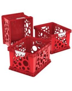 Storex File Crates With Handles, Medium Size, Red/White, Pack Of 3