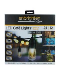 Enbrighten Vintage LED Cafe Lights, 24ft, Indoor/Outdoor, White Cord/White Lights