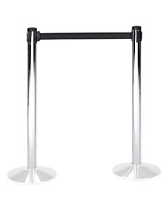 Tatco Adjusta-Tape Chrome Crowd Control Stanchions, 40inH, Chrome, Box Of 2