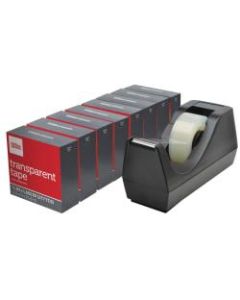 Office Depot Brand Desktop Tape Dispenser With 8 Transparent Tape Refill Rolls, Black