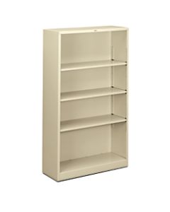 HON Brigade Steel Bookcase, 4 Shelves, Putty
