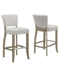 Glamour Home Aleck Bar Stools, Beige/Antique Wood, Set Of 2 Stools